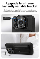 Nouvel Étui de Luxe Magnétique en Cuir PU Effet Agneau 2025 pour iPhone 17 Pro Max avec Porte-Cartes, Support, Antichoc, Portefeuille Rabattable, RFID, Élégant