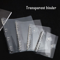 Reliure à 6 anneaux en PVC transparent avec fermeture à bouton-pression, couverture de planificateur transparente A5/A6 pour journal, budget et organisateur de voyages