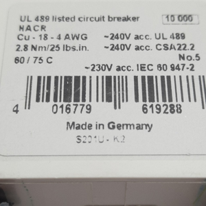 مجموعة من قطعتين من قواطع الدوائر الكهربائية PLC S201U-K2، أحادية القطب، <span class=keywords><strong>2</strong></span> أمبير 240 فولت تيار متردد، منحنى K، لتركيب على قضبان DIN - Product Image 2