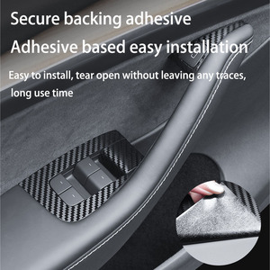 Para Tesla modelo Y 2021-2024 elevador de ventana interruptor botones Panel pegatinas decorativas embellecedor fibra de carbono decoración de coche - Product Image 2