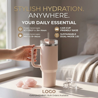 Gobelet réutilisable personnalisé de 40 oz, 30 oz, 20 oz avec poignée, grande capacité, facile à nettoyer, résistant aux fuites, sans BPA, pour un usage quotidien