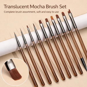 Ensemble de 9 pinceaux à ongles en acrylique, poils doux et non pelucheux, pour salon de beauté, manucure au gel - Product Image 1