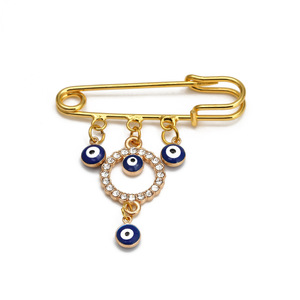 Broches Mão de Fátima, Alfinetes de Colar Hamsa, Amuletos Olho Grego e Olho Azul, Alfinetes de Bebê para Casamento e Noivado - Product Image 2