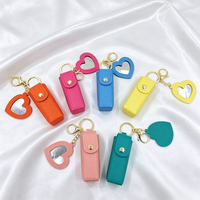 Boîte de rangement pour rouge à lèvres, porte-clés, mini miroir cœur, sac couleur macaron, style Ins, étui portable en cuir pour femme