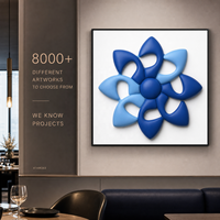 Sculpture murale 3D bleu roi à motif floral ajouré, style moulin à vent, pour décoration d'entrée de hall d'hôtel, couloir, projet OEM personnalisé en gros