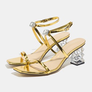 Sandalias Xuanhui en Oferta, Elegantes y Radiantes con Cristales de Diamante, Punta Cuadrada Geométrica, Microfibra Transparente, Tacón Cuadrado de 6.5cm para Mujer - Product Image 5