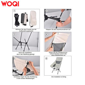 Silla de Playa Plegable Portátil Woqi 43x43x88cm, Respaldo Alto, para Exteriores, Camping, Picnic, Jardín - Product Image 4