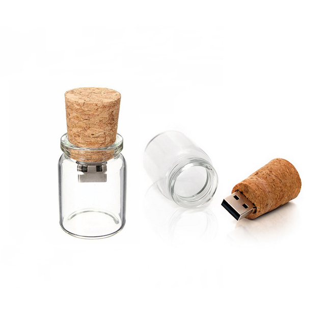 8GB 16GB 32GB 64GB Drifting Storage Devices Customized Floating Bottle Glass Cork USB 2.0 Flash Drive