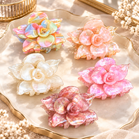 Nouvelles pinces à cheveux Newyeah faites à la main, romantiques, multicouches, en forme de camélia, en acétate marbré, pour femmes, pour les fêtes et le quotidien