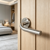 Poignée de porte en acier inoxydable 304 de style moderne certifiée ISO9001 ZEJING, en forme de L, argentée, pour chambre à coucher