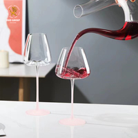Verre à vin rose givré à long pied, gobelet de luxe transparent pour mariage, bar et table
