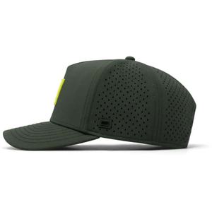 หมวกแก๊ปตาข่ายแบบกำหนดเอง OEM พร้อมโลโก้ 5 แผง ปีกโค้งเล็กน้อย แบบ Snapback ป้ายยางกันน้ำ หมวกกอล์ฟ - Product Image 3