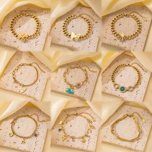 Venta al por mayor nueva pulsera <span class=keywords><strong>de</strong></span> acero inoxidable que no se desvanece trébol <span class=keywords><strong>de</strong></span> cuatro <span class=keywords><strong>hojas</strong></span> Ocho Estrellas elefante pulsera <span class=keywords><strong>de</strong></span> doble capa para las mujeres - Product Image 1