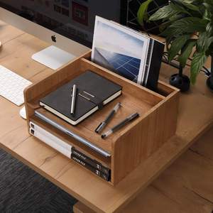 Wooden Three-Layer Standing Desk Organizer <b>Shelf</b> for School and Table Use Save Space Easy Installation Document Storage - Product Image 6