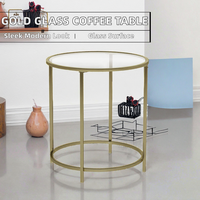 Table basse moderne nordique en verre doré pas chère pour salon, modèle Honghe Hhbz210012 à assembler