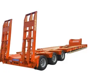 3 Axles Lowbed Semi Trailer Truck 50 70 Tons Lowbed Trailer For Transportation With High Quality