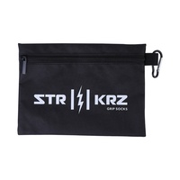 Sac de rangement portable en polyester noir pour chaussettes de sport de football avec logo personnalisé, fermeture éclair et mousqueton, idéal pour emballage cadeau