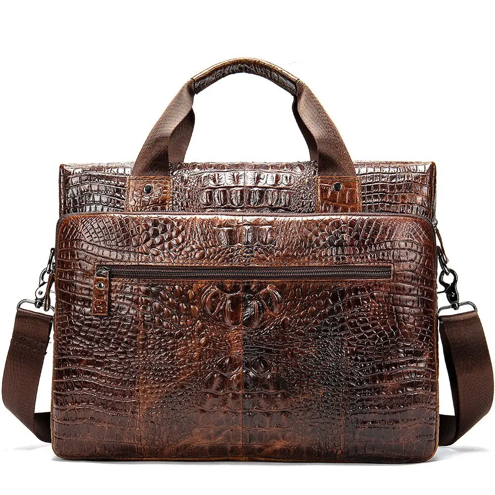 Crocodile Pattern Mens Handbag Laptop Bag Genuine Leather Briefcases Real Leather Messenger Bag