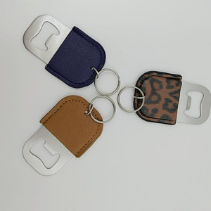 Cá nhân PU da Mở Chai <span class=keywords><strong>Keychain</strong></span> đầy màu sắc thép không gỉ rượu bia mở - Product Image 2