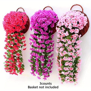 Panier de fleurs artificielles en rose de Ning Chen, en plastique, à suspendre au mur, décoration intérieure, 127g - Product Image 3