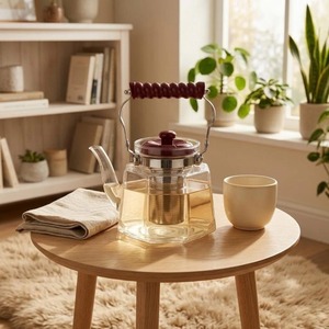 Théière <span class=keywords><strong>en</strong></span> <span class=keywords><strong>verre</strong></span> transparent octogonale avec poignée <span class=keywords><strong>en</strong></span> <span class=keywords><strong>plastique</strong></span> résistant à la chaleur, filtre <span class=keywords><strong>en</strong></span> acier inoxydable, théière <span class=keywords><strong>en</strong></span> <span class=keywords><strong>verre</strong></span> pour les amateurs de thé - Product Image 4