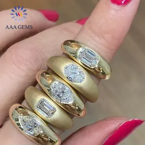 AAA Gems Custom 10K 14K 18K Gold Jewelry 1CT Vintage Gypsy Ring Women CVD HPHT Lab Created Diamond Ring