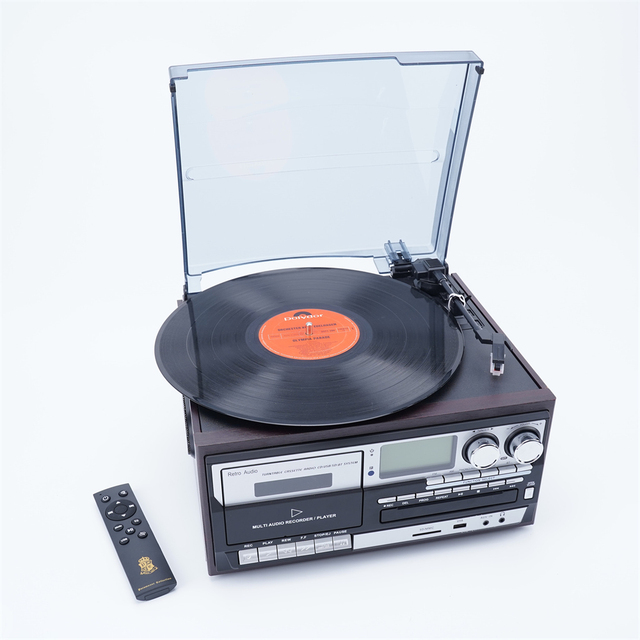 Retro Gramophone Multiple Record Player With Best Sound Turntable Record Player 3 Speeds Cassette CD Usb Sd Play