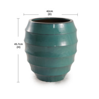 Pot Bunga Keramik Berkilau Warna Teal Desain Horizontal Lubang Drainase Ramah Lingkungan Tahan Lama Untuk Dalam & Luar Ruangan Rumah & Taman