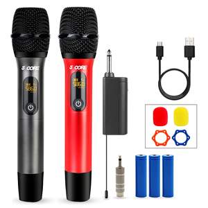 Système de microphone portable sans fil DB Professional Dual Microfonos sans fil à 5 cœurs pour paire de karaoké UHF - Product Image 1