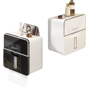 Porte-papier toilette de luxe haut de gamme, imperméable, multifonctionnel, double couche, sans perçage, pour salle de bain - Product Image 5