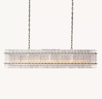 Lustre de restaurant de luxe américain, style minimaliste, pour salon, rectangulaire, en verre cristal