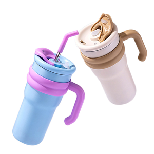 700ml Double Paroi En Acier Inoxydable Bouteille D'eau Poignée De <span class=keywords><strong>Voiture</strong></span> Gobelet Couvercles De Paille Isolés Sous Vide <span class=keywords><strong>Voiture</strong></span> Tasses Froid <span class=keywords><strong>Thermique</strong></span> Performance - Product Image 2