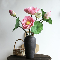 Vente en gros de lotus pour décoration de salon, arrangement floral à faire soi-même, simulation de bouquet de fleurs, fleurs artificielles, plante verte, lotus