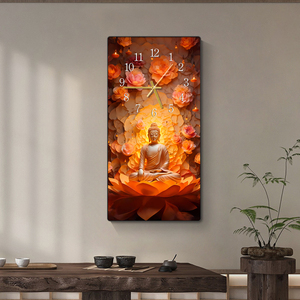 High Quality Buddha Lotus Crystal Porcelain Silent <strong>Clock</strong> Digital Print Portrait Painting Modern Home <strong>Wall</strong> Art with <strong>Wall</strong> <strong>Clock</strong> - Product Image 5