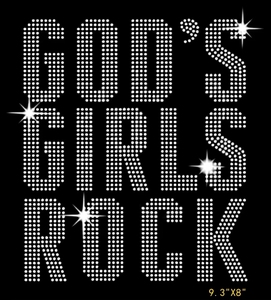 3 modelli di nuovo Custom <span class=keywords><strong>god</strong></span>'s Girl <span class=keywords><strong>Rock</strong></span> religioso strass di ferro di trasferimento su strass Christian dèi di trasferimento ragazza per t-shirt - Product Image 1