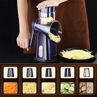 5-in-1 multifunctionele handmatige keuken groentesnijder, makkelijk te reinigen, roterende rasp/snijder voor fruit en groenten