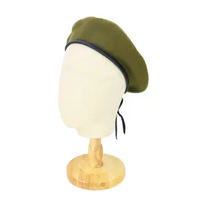 Platte Sublimatie Custom Berret Groothandel Hoge Kwaliteit Wol Groene Baret Caps Met Logo Voor Mannen