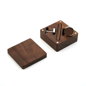 Scatola in Legno Massello di Noce Nero per <span class=keywords><strong>Gemelli</strong></span> e Fermacravatte, Set Regalo per Uomo, Ideale per Viaggi, Anniversari e Compleanni - Product Image 5