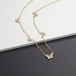 Moda cristiana inspirada mariposa Crepúsculo clavo cobre collar Micro-inserción circón geométrico enlace cadena de moda - Product Image 1