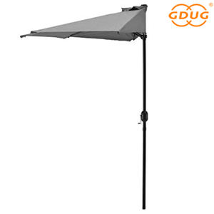 9 футов Водонепроницаемый полубоковой садовый зонт для патио 3 м открытый зонт от солнца с железным шестом для бассейна-из полиэстера - Product Image 1