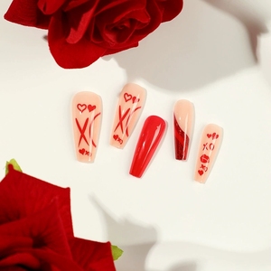 Prensa de <span class=keywords><strong>uñas</strong></span> Usable Long Love Lipstick Proveedor de <span class=keywords><strong>uñas</strong></span> esmeriladas <span class=keywords><strong>Amor</strong></span> rojo apasionado Cubierta completa Punta de <span class=keywords><strong>uñas</strong></span> acrílicas Día de San Valentín - Product Image 2