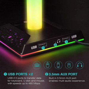 <span class=keywords><strong>Support</strong></span> <span class=keywords><strong>de</strong></span> <span class=keywords><strong>casque</strong></span> <span class=keywords><strong>de</strong></span> jeu lumineux avec fonction <span class=keywords><strong>de</strong></span> mémoire RGB, port USB 2.0, <span class=keywords><strong>audio</strong></span> 3,5 mm, contrôle tactile, <span class=keywords><strong>support</strong></span> <span class=keywords><strong>de</strong></span> <span class=keywords><strong>casque</strong></span> en plastique, vente chaude - Product Image 5