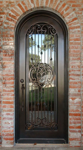 Cancello in Ferro Battuto Francese <span class=keywords><strong>a</strong></span> Foglia Singola Fatto <span class=keywords><strong>a</strong></span> Mano con Vetro Satinato, Popolare per Patio, Cancello Esterno in Metallo per Privacy, Ideale per Ingressi - Product Image 4