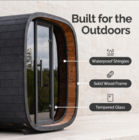 Sauna extérieur moderne de style tonneau pour 4 personnes, cabine de sauna en épicéa thermoformé avec chauffage et accessoires