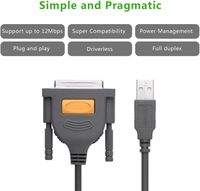 UGREEN USB ke DB25 Adaptor Kabel Printer Paralel Konektor Pria ke Wanita Konverter IEEE 1284 untuk PC Desktop Laptop