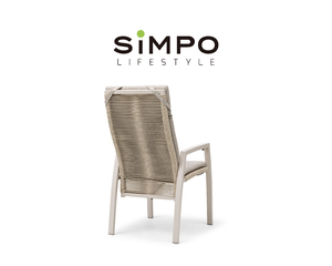 SIMPOLIFESTYLE Mobilier d'extérieur haut de gamme, ensemble table et tabourets de luxe pour jardin et balcon, chaise de salle à manger en aluminium <span class=keywords><strong>DIABLO</strong></span>, tissu et teck - Product Image 2