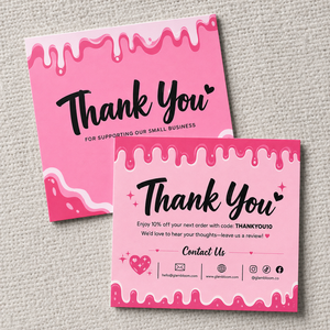 Cartes de remerciement mignonnes et tendance, impression recto-verso avec <span class=keywords><strong>code</strong></span> de bon de réduction et informations sur les réseaux sociaux pour l'emballage de la marque - Product Image 1