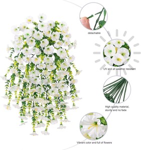 Guirnalda de Flores Artificiales Realistas de Eucalipto y Gloría de la Mañana, para Decoración de Jardín, Hogar, Bodas, Paredes y Guirnaldas - Product Image 6