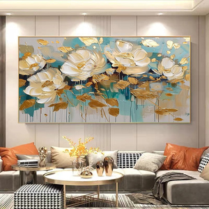 Pintura <span class=keywords><strong>al</strong></span> <span class=keywords><strong>Óleo</strong></span> Original Abstracta <span class=keywords><strong>de</strong></span> <span class=keywords><strong>Flores</strong></span> Doradas Pintada a Mano sobre Lienzo, Arte <span class=keywords><strong>de</strong></span> Pared Grande, Paisaje Floral para Decoración <span class=keywords><strong>de</strong></span> Sala <span class=keywords><strong>de</strong></span> Estar - Product Image 1