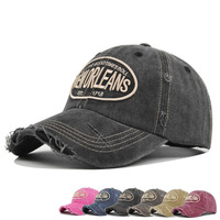 Gorra de Béisbol Unisex Personalizada con Bordado 3D en Relieve, Efecto Desgastado, Borde Deshilachado y Ajustable